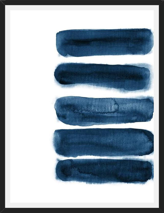 Cuadro Indigo blue watercolor brush strokes