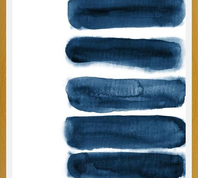 Cuadro Indigo blue watercolor brush strokes