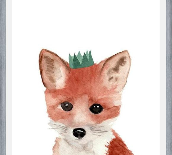 Cuadro Zorrito con coronita verde