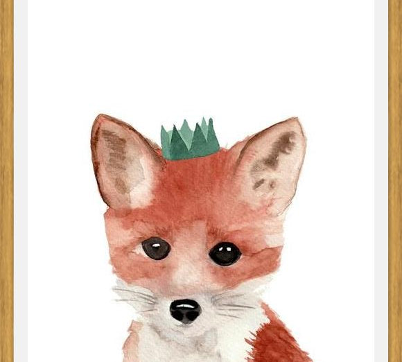 Cuadro Zorrito con coronita verde