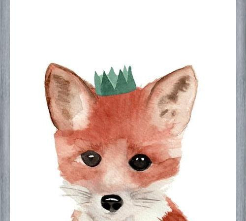 Cuadro Zorrito con coronita verde