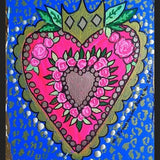 Cuadro Corazón fondo azul y animal print