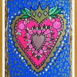 Cuadro Corazón fondo azul y animal print