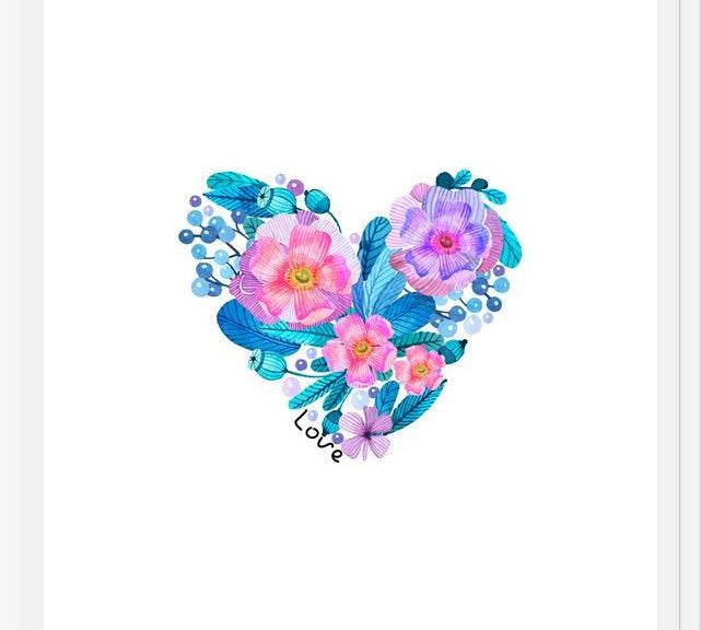 Cuadro Watercolor Floral Heart