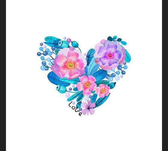 Cuadro Watercolor Floral Heart