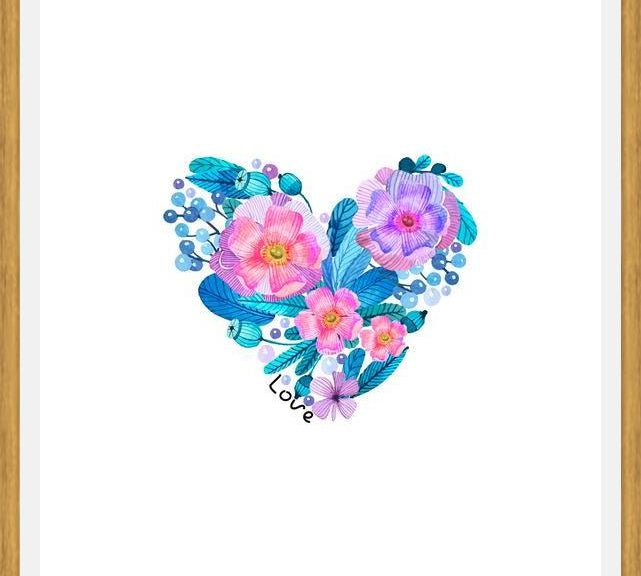Cuadro Watercolor Floral Heart