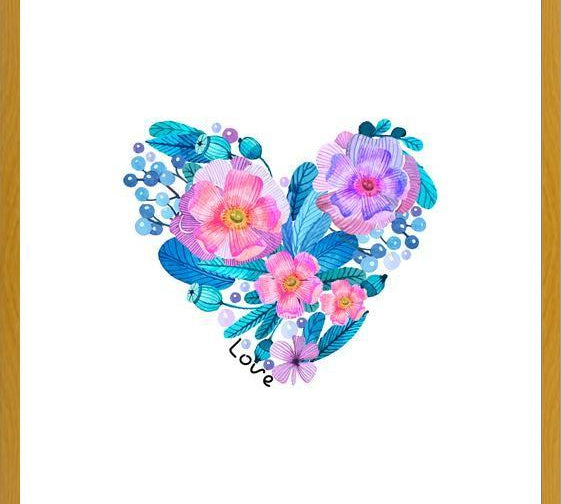 Cuadro Watercolor Floral Heart
