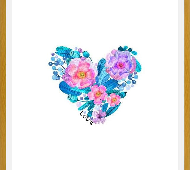 Cuadro Watercolor Floral Heart