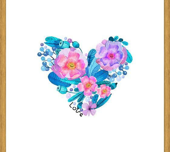 Cuadro Watercolor Floral Heart