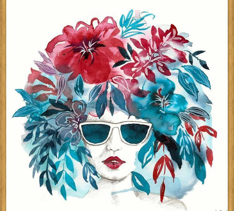 Cuadro Mujer Afro Floral