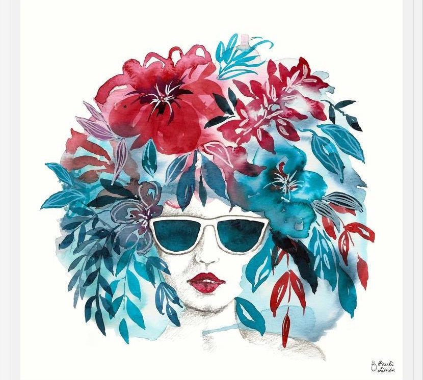 Cuadro Mujer Afro Floral
