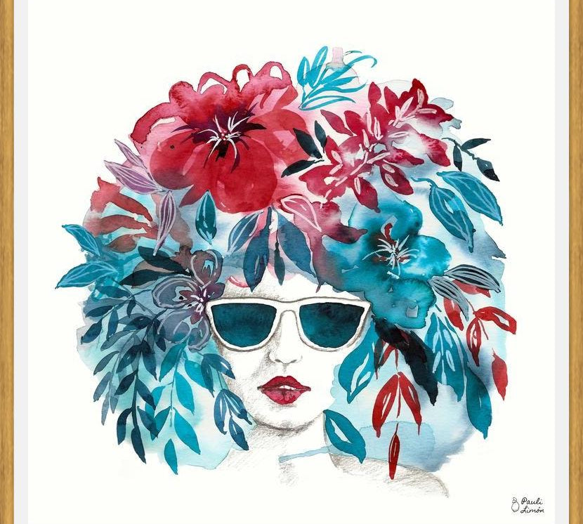 Cuadro Mujer Afro Floral