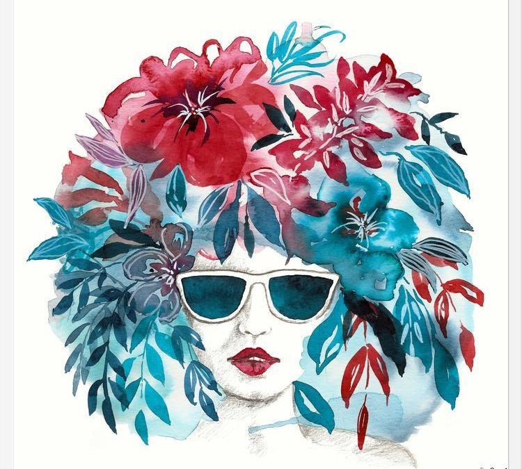 Cuadro Mujer Afro Floral