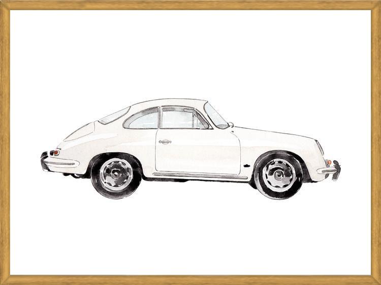 Cuadro Vintage White Porsche Car