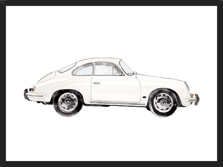 Cuadro Vintage White Porsche Car