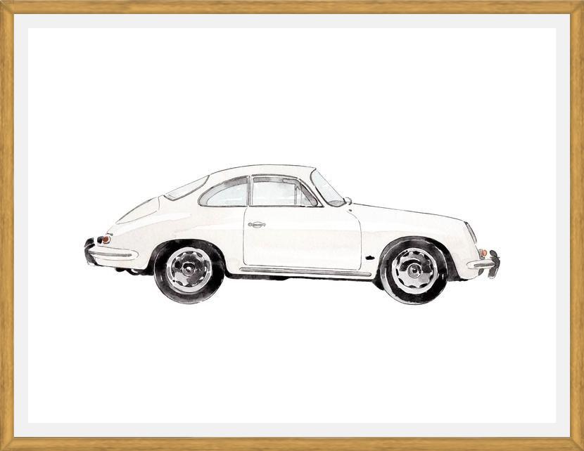 Cuadro Vintage White Porsche Car