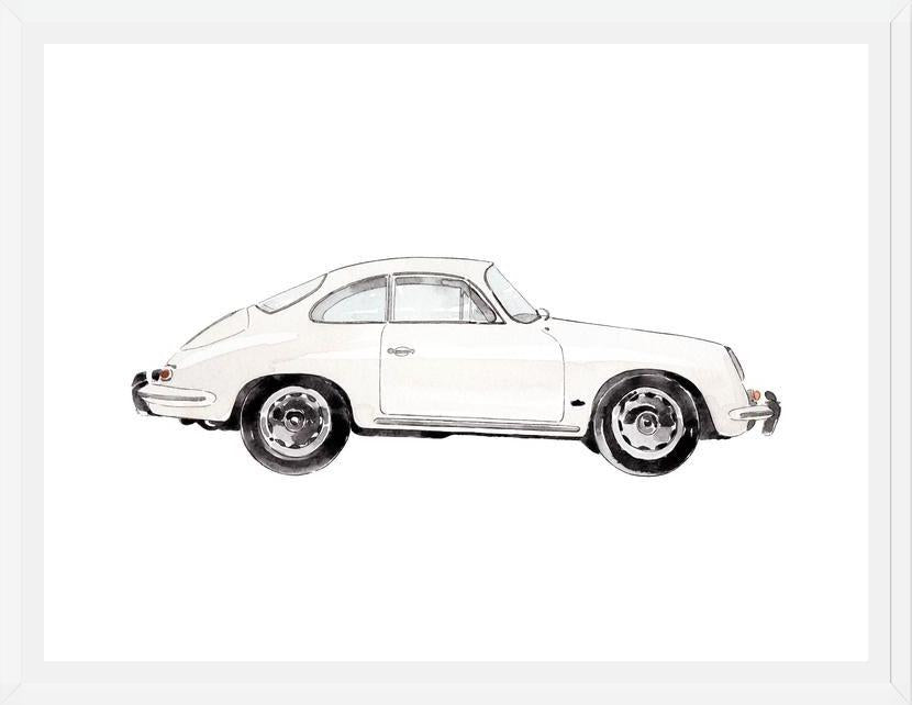 Cuadro Vintage White Porsche Car