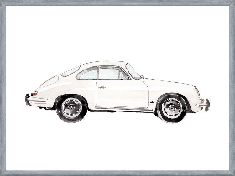 Cuadro Vintage White Porsche Car