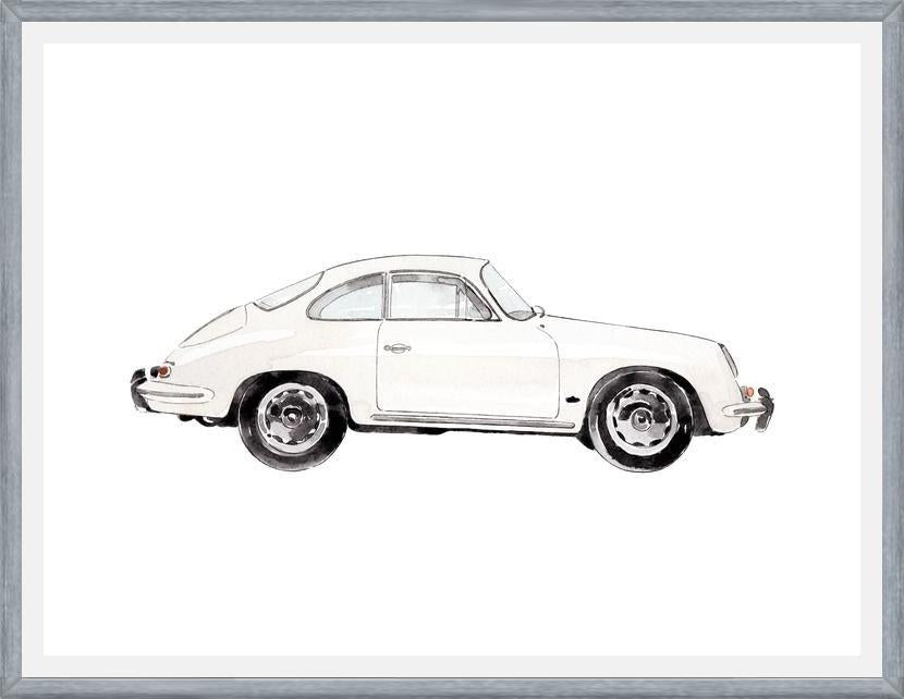 Cuadro Vintage White Porsche Car