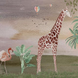 Canvas Jirafa y flamingo