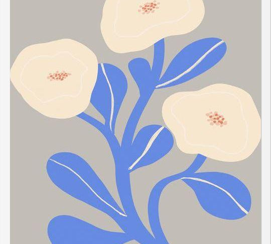 Cuadro Abstract Floral Blue 2