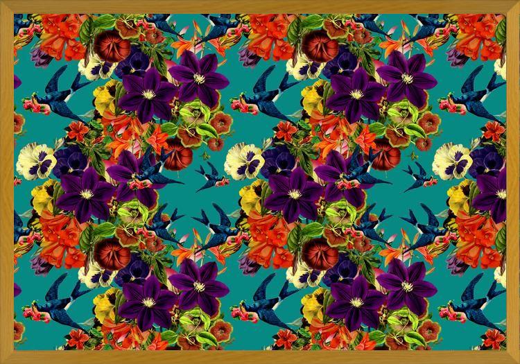 Cuadro Spring Swallow Floral Teal