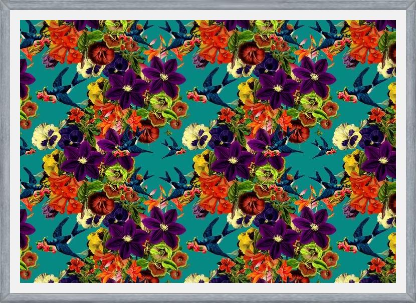 Cuadro Spring Swallow Floral Teal