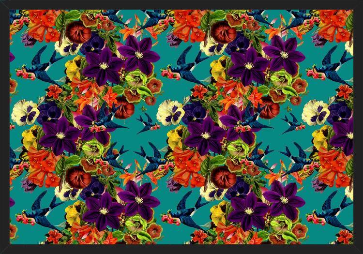 Cuadro Spring Swallow Floral Teal