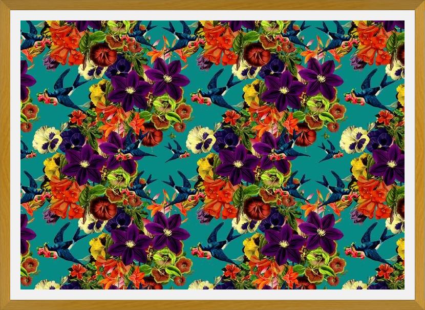 Cuadro Spring Swallow Floral Teal