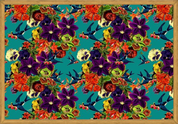 Cuadro Spring Swallow Floral Teal