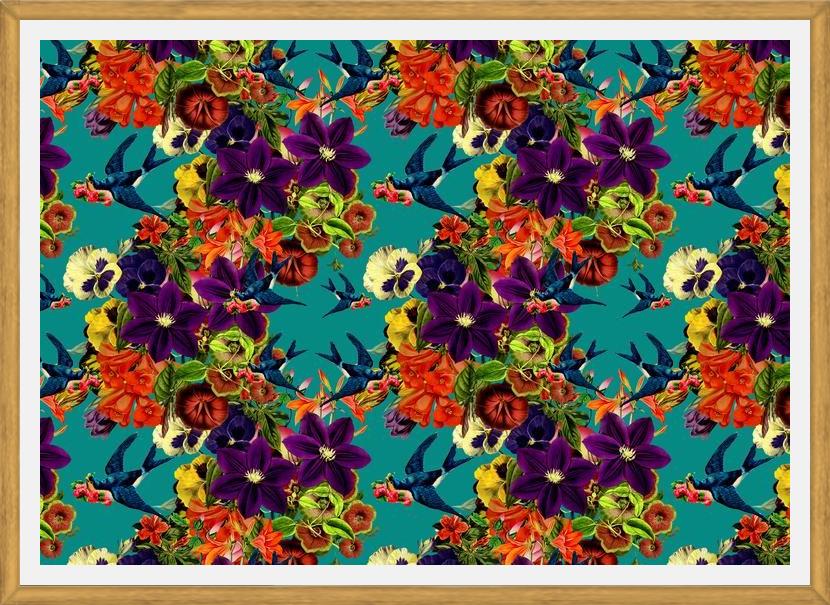 Cuadro Spring Swallow Floral Teal