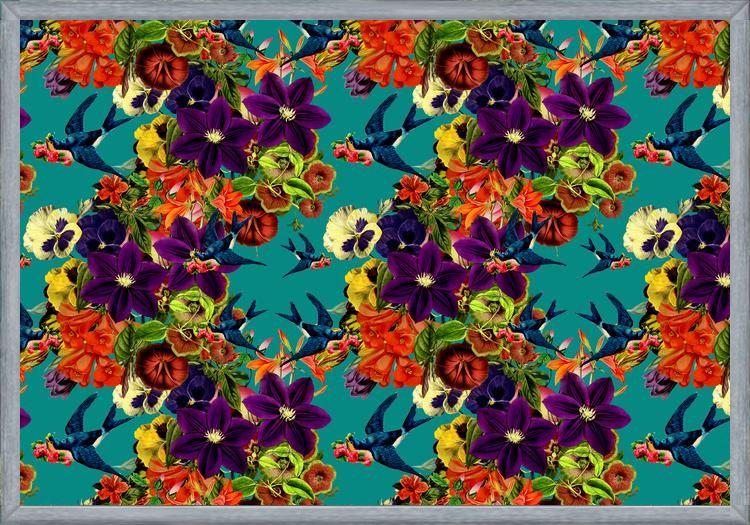 Cuadro Spring Swallow Floral Teal