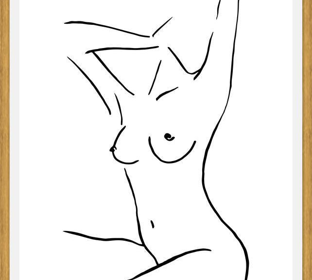 Cuadro Female body sketch 3 - Black and white