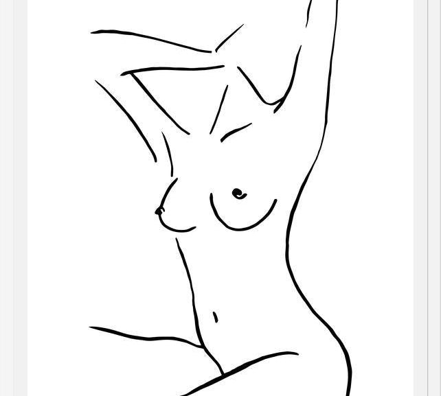 Cuadro Female body sketch 3 - Black and white
