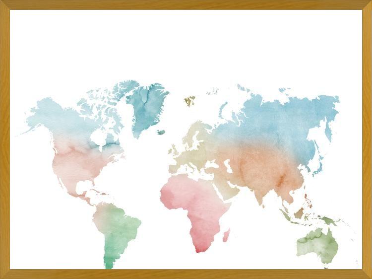 Cuadro Pastel colors world map