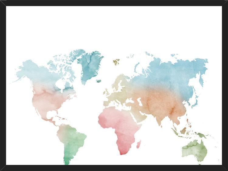 Cuadro Pastel colors world map