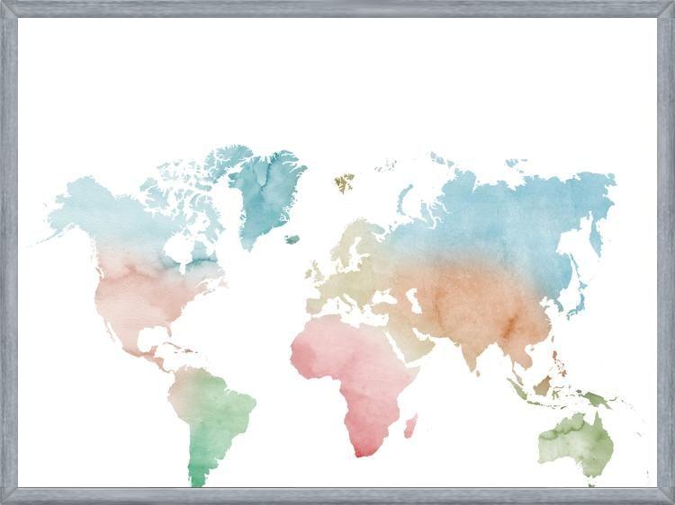 Cuadro Pastel colors world map