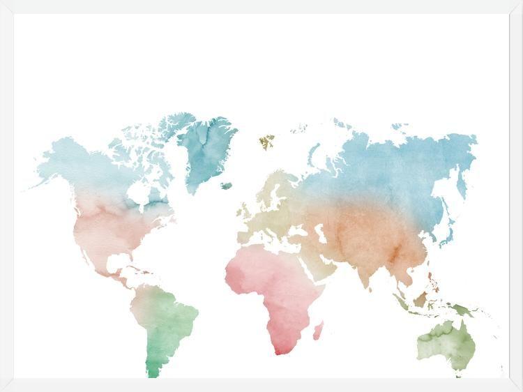 Cuadro Pastel colors world map