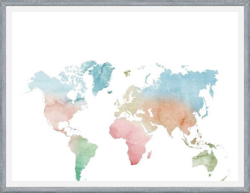 Cuadro Pastel colors world map
