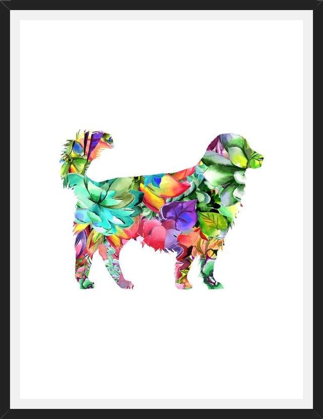 Cuadro Watercolor Dog Succulents