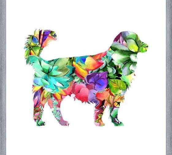 Cuadro Watercolor Dog Succulents