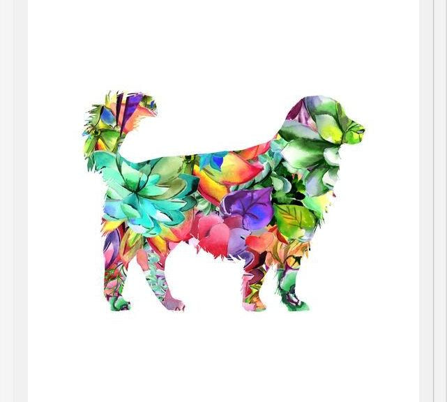 Cuadro Watercolor Dog Succulents