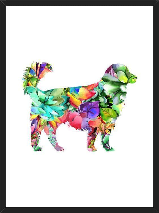Cuadro Watercolor Dog Succulents