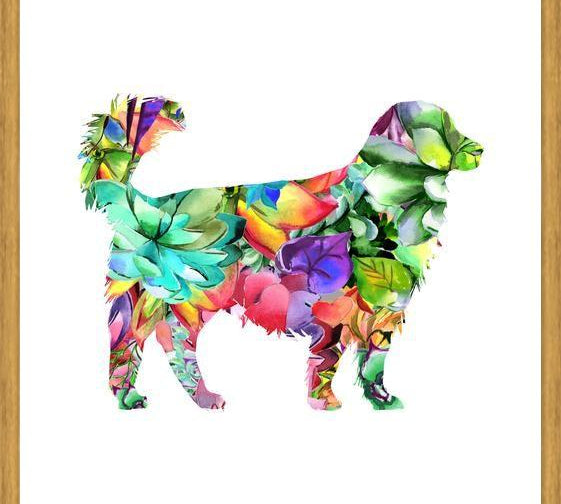 Cuadro Watercolor Dog Succulents