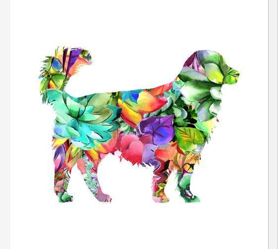 Cuadro Watercolor Dog Succulents