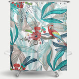 Cortina de Baño Tropical summer pattern with parrot