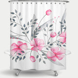 Cortina de Baño Floral rosado y gris