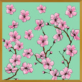 Cuadro Flores de cerezo fondo verde