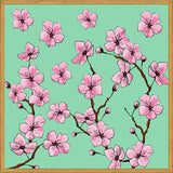 Cuadro Flores de cerezo fondo verde