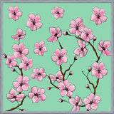 Cuadro Flores de cerezo fondo verde
